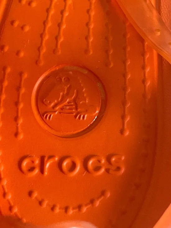 CROCS Women's Orange Flat Sandals. Good Condition. Size 8. - Picture 3 of 11